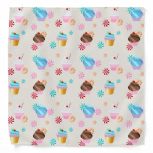 Cute Cupcake and Ice Cream Print Bandana