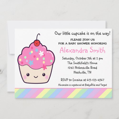 Cute Cupcake Baby Shower Announcement