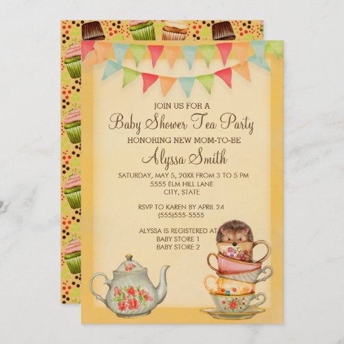 Cute Cupcake Baby Shower Tea Party Invitation