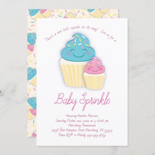 Cute Cupcake Baby Sprinkle Shower Invitation