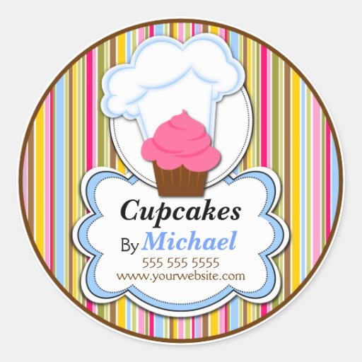 Cute Cupcake & Baker's Hat Bakery Stickers | Zazzle