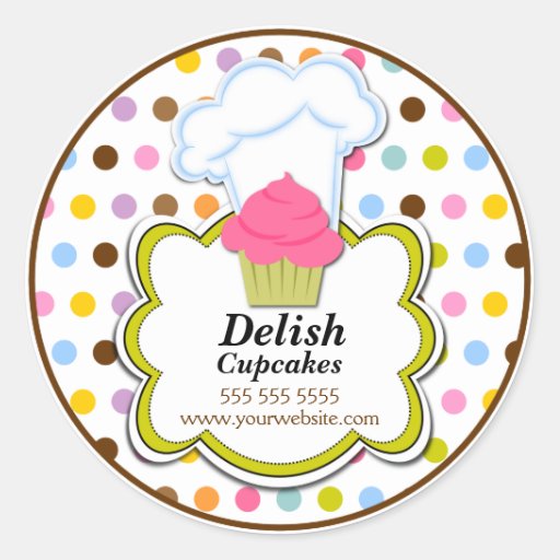 Cute Cupcake & Baker's Hat Bakery Stickers | Zazzle