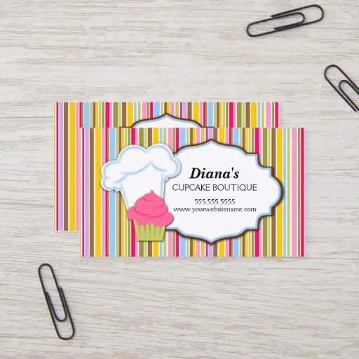 Customizable Cute Cupcake &amp; Baker's Hat Business Cards