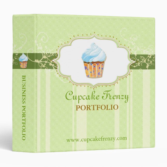 Cute Cupcake Bakery Business Logo Portfolio Binder (Front/Spine)