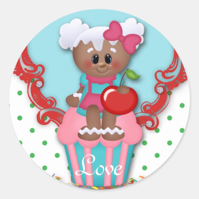 Cute Cupcake Bakery Love Baby Shower Kids Sticker (Front)