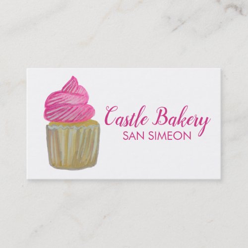 CUTE CUPCAKE Bakery Pastry Chef Modern Cake Pink Business Card