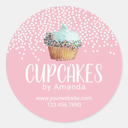 Cute Cupcake Bakery Pastry Chef Sweet Pink Classic Round Sticker