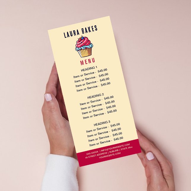 Cute Cupcake Bakery Pastry Chef Sweet Price List Menu (Creator Uploaded)