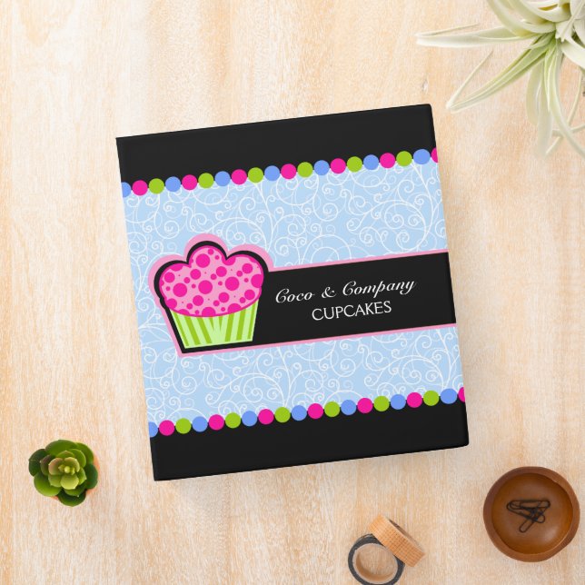 Cute Cupcake Bakery Recipe 1 Inch 3 Ring Binder (In Situ)