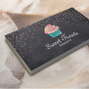 Cute Cupcake Bakery Sweet Treats Chalkboard Business Card