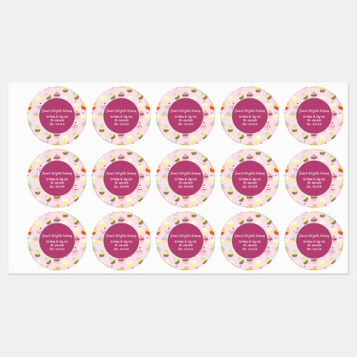 Cute cupcake bakery theme business stickers