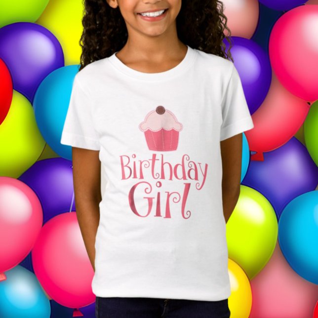 cute cupcake birthday girl word art T-Shirt