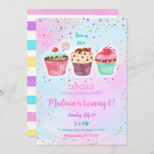Cute Cupcake Birthday Invitation