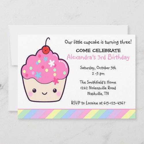 Cute Cupcake Birthday Personalized Invitations