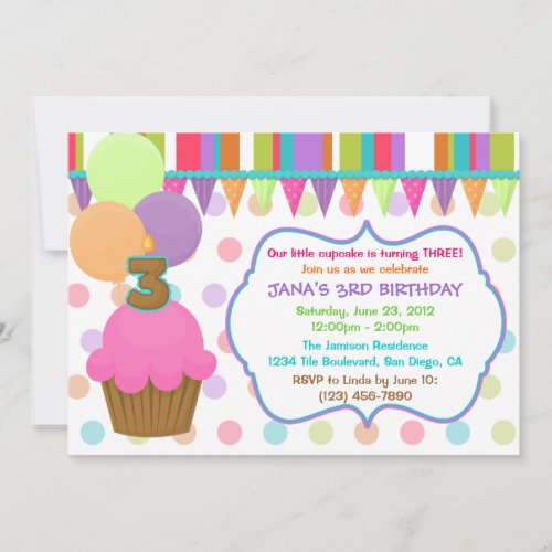 Cute Cupcake Birthday Invitation [three]