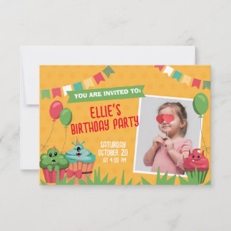 Cute Cupcake Birthday Party Card Invitation