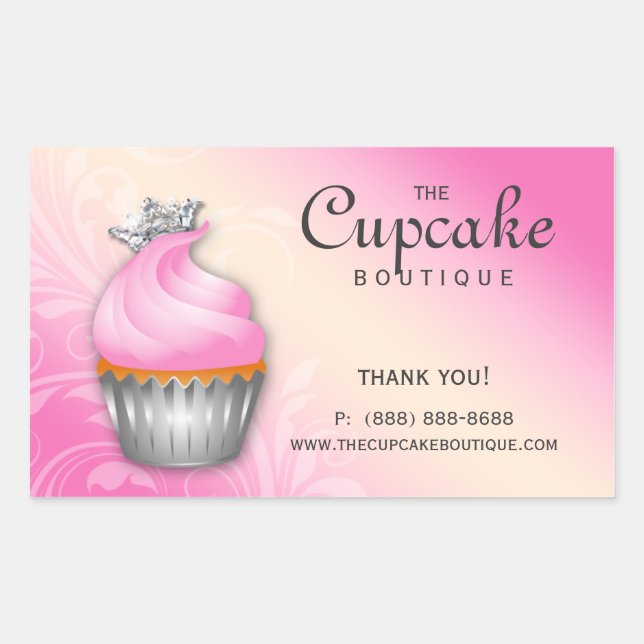 Cute Cupcake Birthday Sticker Crown Pink (Front)