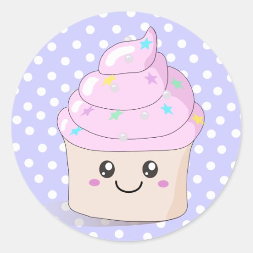 Cute Cupcake Classic Round Sticker