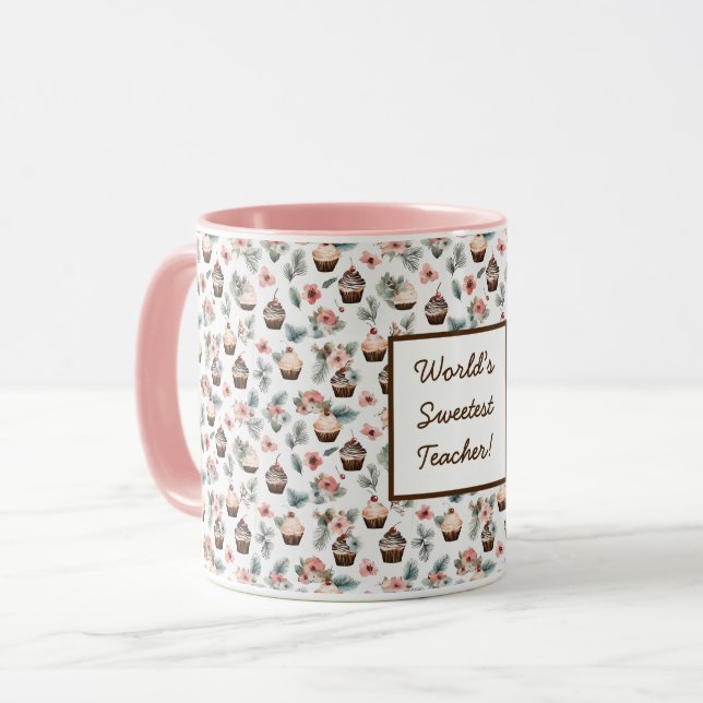 Cute Cupcake Customizable Coffee Cup for Women (Front Left)