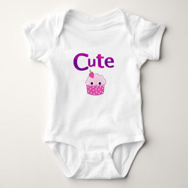 Cute Cupcake Design Baby Bodysuit (Front)