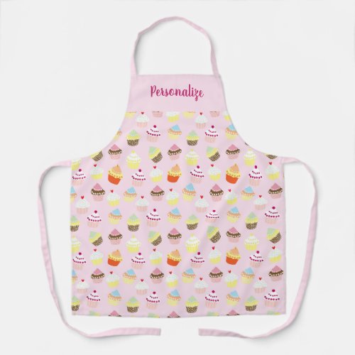 Cute Cupcake Dessert Pattern Womens Cooking Apron