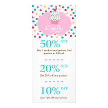 Cute Cupcake Discount Loyalty Cards Polka Dots