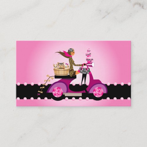 Cute Cupcake &amp; Dogs Zebra Scooter Woman Business Cards