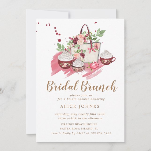 cute cupcake floral bridal brunch invitation (Front)