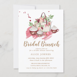 cute cupcake floral bridal brunch invitation