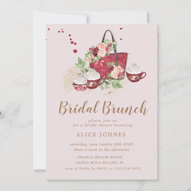 cute cupcake floral bridal brunch invitation (Front)