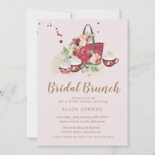 cute cupcake floral bridal brunch invitation
