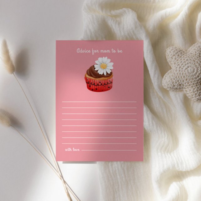 Cute Cupcake Flowers Baby Shower Advice For Mom Enclosure Card (Creator Uploaded)