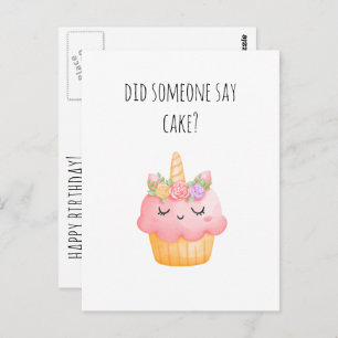 Cute Cupcake Funny Happy Birthday Postcard