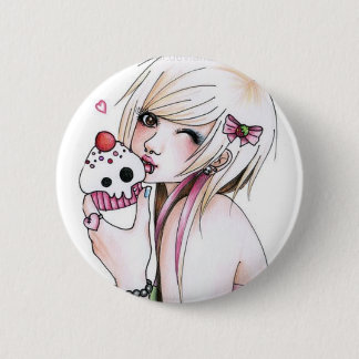 cute cupcake girl pinback button