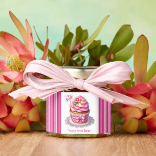 Cute cupcake girls baby shower honey jar favors