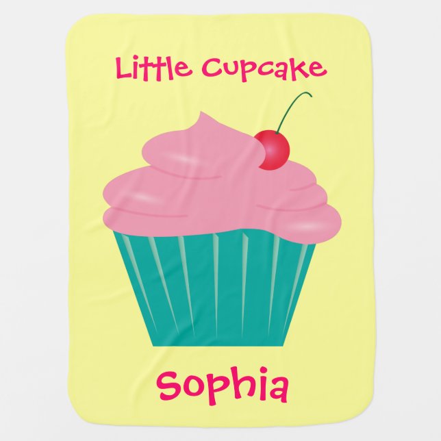 Cute Cupcake Girls Receiving Blanket (Front)
