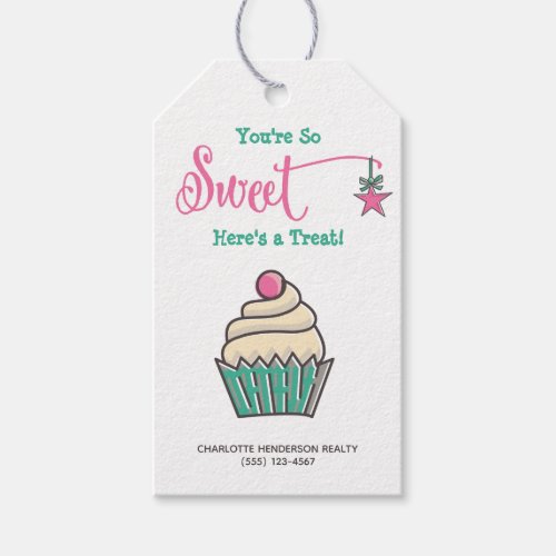Cute Cupcake Heres a Treat Christmas Gift Tags