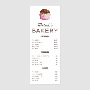 Cute Cupcake Illustration Bakery Menu