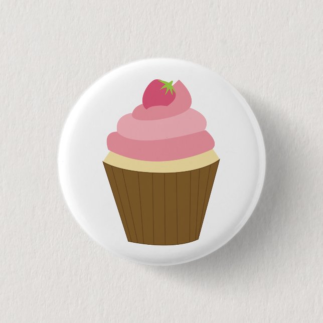 Cute Cupcake Illustration Button (Front)