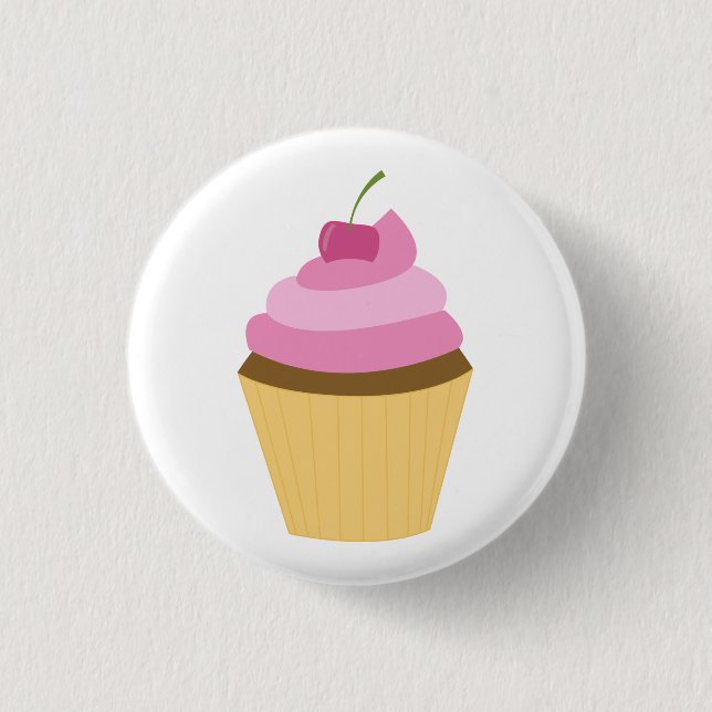 Cute Cupcake Illustration Pinback Button (Front)