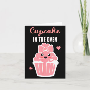 Cute Cupcake In The Oven Gender Reveal Baby Girl Card