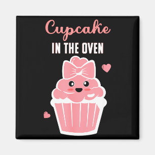 Cute Cupcake In The Oven Gender Reveal Baby Girl Magnet