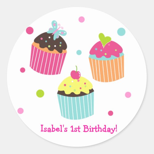 Cute Cupcake Kid personalized name stickers label
