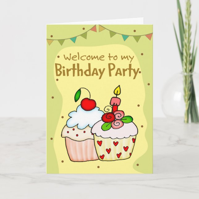 Cute Cupcake Kids Birthday Party Invitation (Front)