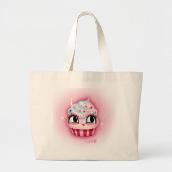 Cute Cupcake Large Tote Bag by FluffShop at Zazzle