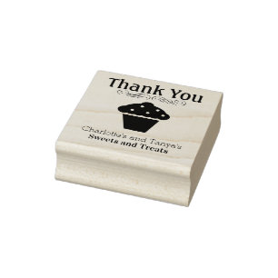 Cute Cupcake Logo Thank You Bakery Business Rubber Stamp
