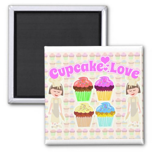 Cute Cupcake Love Chef Magnet