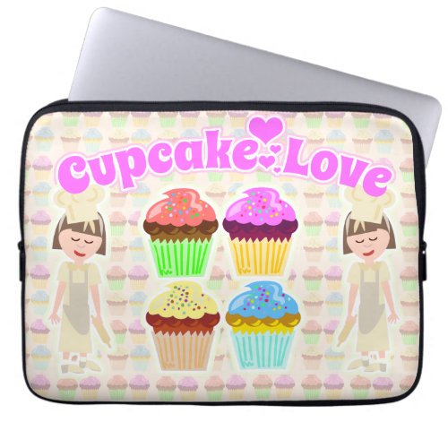 Cute Cupcake Lover Cartoon Dessert Fun Laptop Sleeve