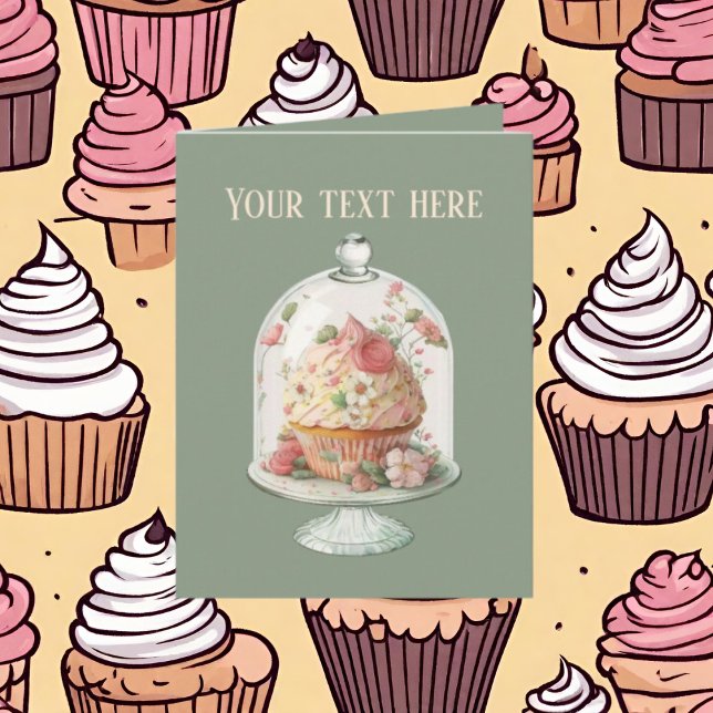 Cute cupcake lovers add text  card (Creator Uploaded)