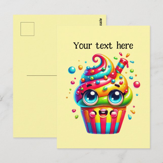 Cute cupcake lovers customize postcard (Front/Back)